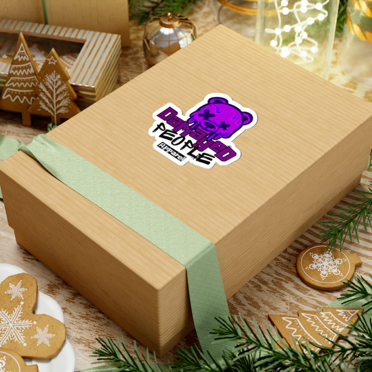 Damaged People Purple Bear Kiss-Cut Stickers | Edgy Bear Sticker for Laptop, Phone, & More