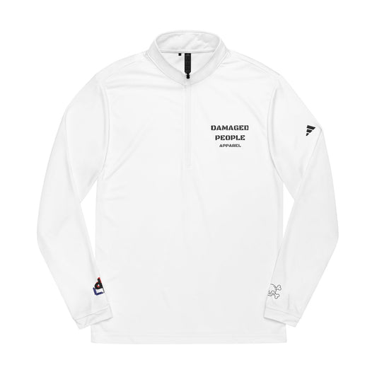 Quarter-Zip Pullover - Trendy Damaged People Sports Embroidered Adidas Design